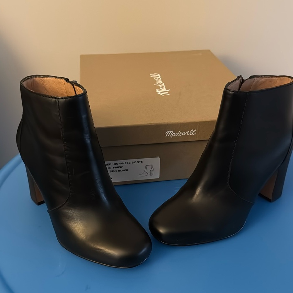Madewell black high heel boots size 6